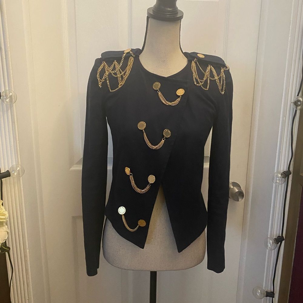 Camilla and Marc navy blue with gold chain blazer, size 2